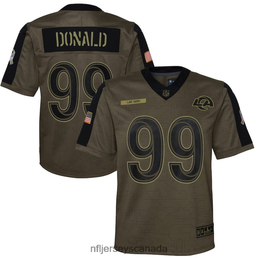 Youth Los Angeles Rams Aaron Donald Nike Olive 2021 Salute To Service Game Jersey Clothing NFL TBXFR66845