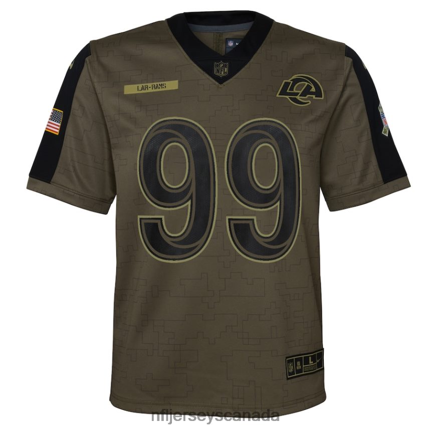 Youth Los Angeles Rams Aaron Donald Nike Olive 2021 Salute To Service Game Jersey Clothing NFL TBXFR66845