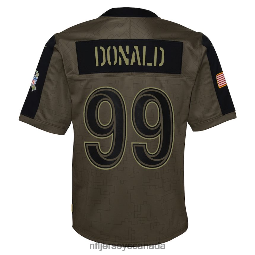 Youth Los Angeles Rams Aaron Donald Nike Olive 2021 Salute To Service Game Jersey Clothing NFL TBXFR66845