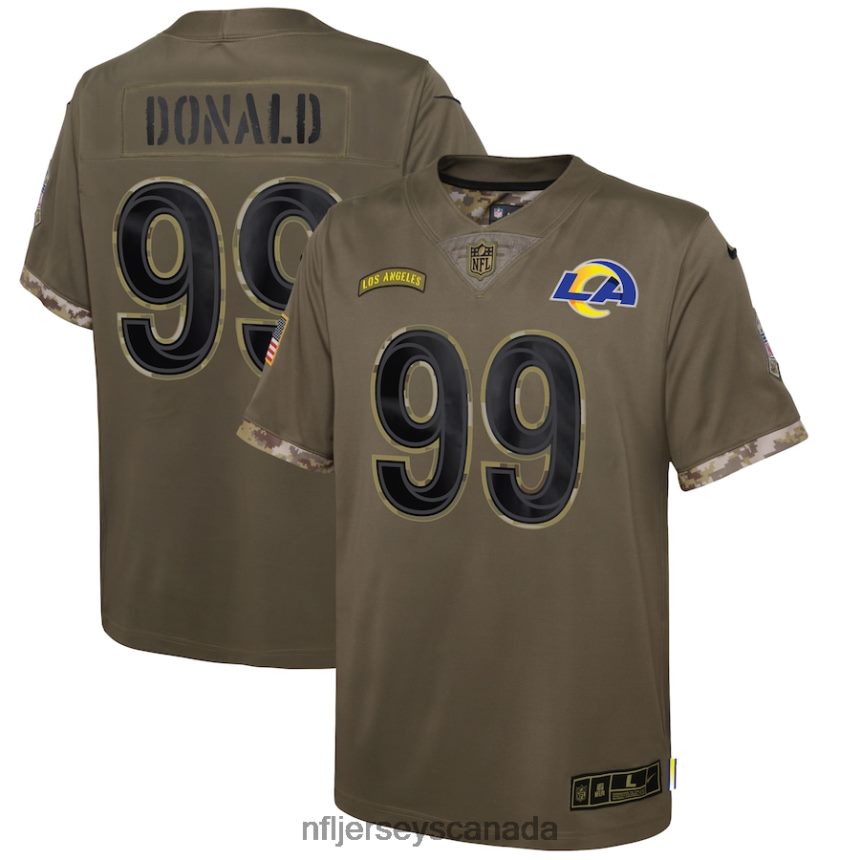 Youth Los Angeles Rams Aaron Donald Nike Olive 2022 Salute To Service Player Limited Jersey Clothing NFL TBXFR63871