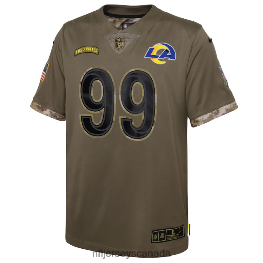 Youth Los Angeles Rams Aaron Donald Nike Olive 2022 Salute To Service Player Limited Jersey Clothing NFL TBXFR63871