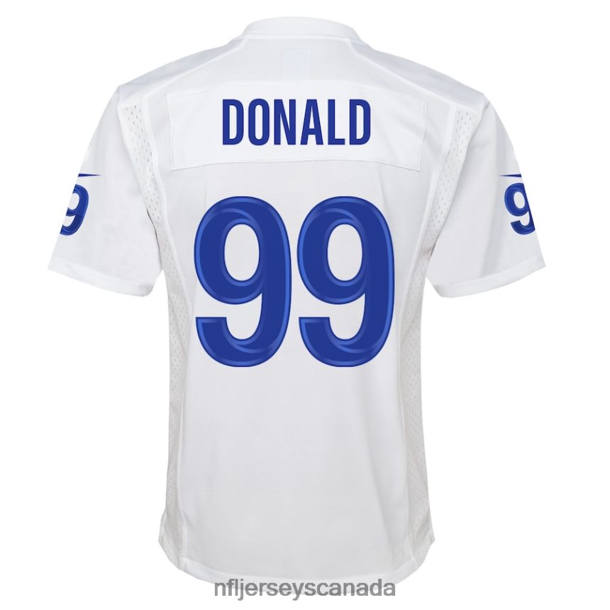 Youth Los Angeles Rams Aaron Donald Nike White Super Bowl LVI Game Patch Jersey Clothing NFL TBXFR63452