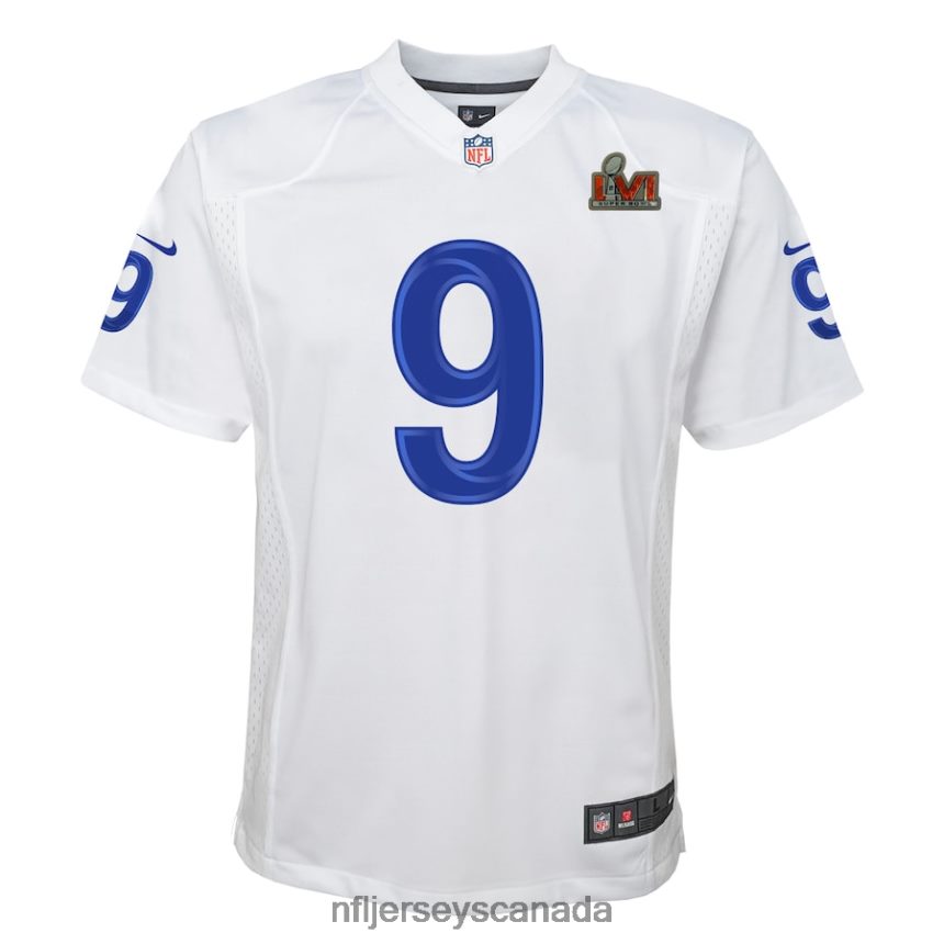 Youth Los Angeles Rams Matthew Stafford Nike White Super Bowl LVI Game Patch Jersey Clothing NFL TBXFR62148