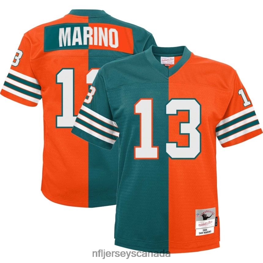Youth Miami Dolphins Dan Marino Mitchell  Ness Aqua/Orange Split Legacy Jersey Clothing NFL TBXFR62712