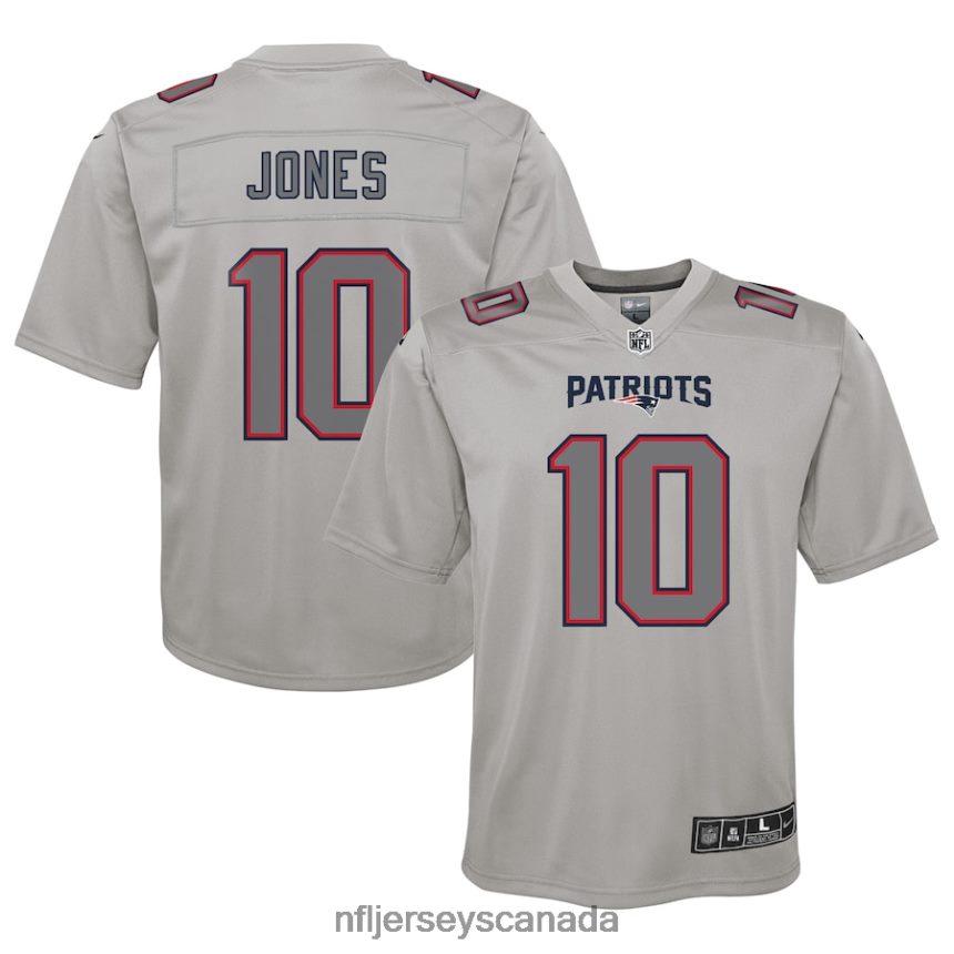 Youth New England Patriots Mac Jones Nike Gray Atmosphere Fashion Game Jersey Clothing NFL TBXFR64237