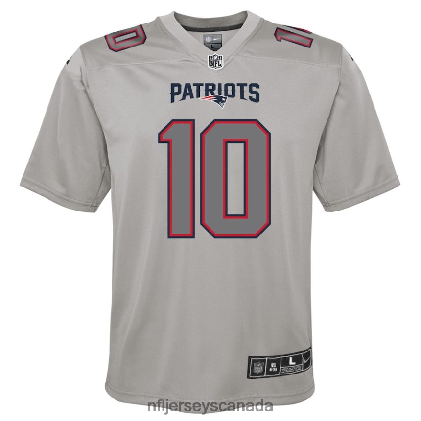 Youth New England Patriots Mac Jones Nike Gray Atmosphere Fashion Game Jersey Clothing NFL TBXFR64237