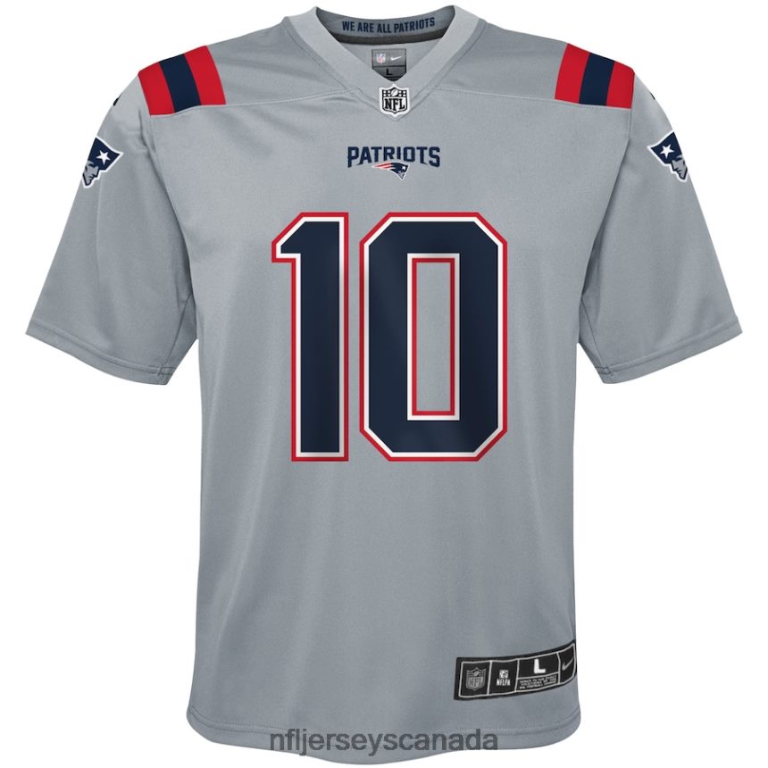 Youth New England Patriots Mac Jones Nike Gray Inverted Game Jersey Clothing NFL TBXFR62681