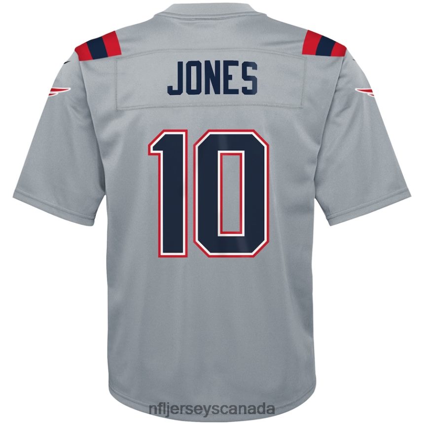 Youth New England Patriots Mac Jones Nike Gray Inverted Game Jersey Clothing NFL TBXFR62681