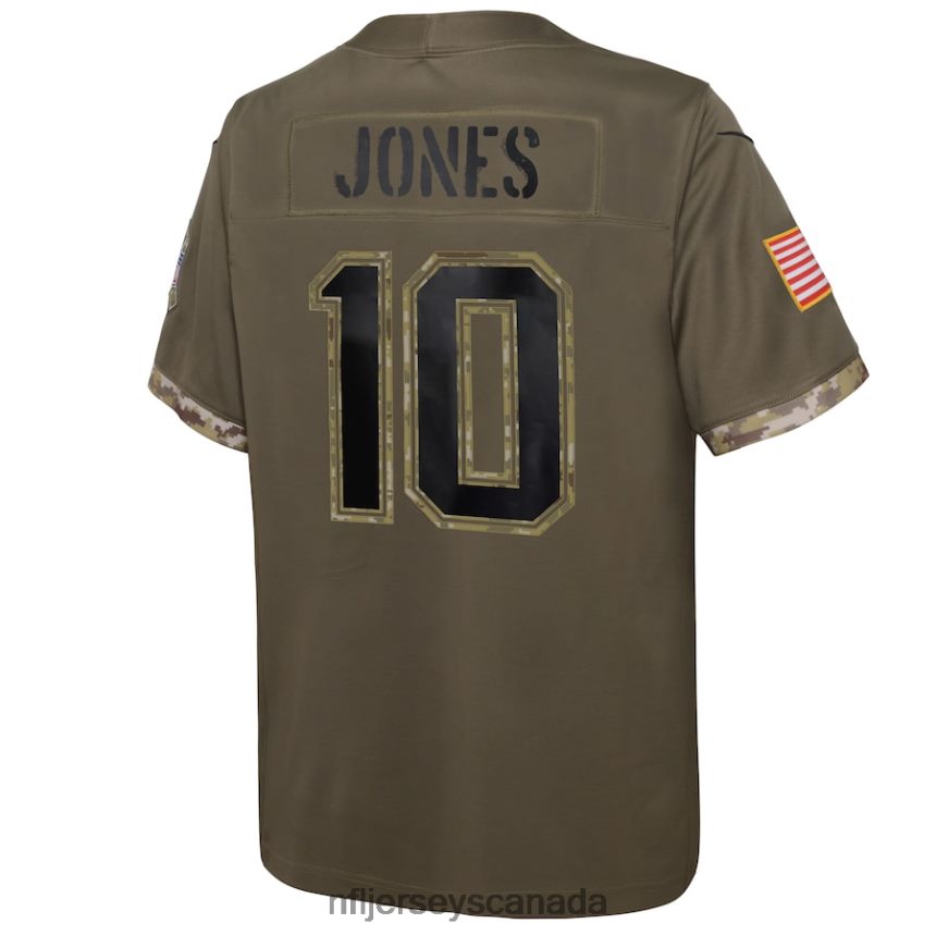 Youth New England Patriots Mac Jones Nike Olive 2022 Salute To Service Player Limited Jersey Clothing NFL TBXFR63371
