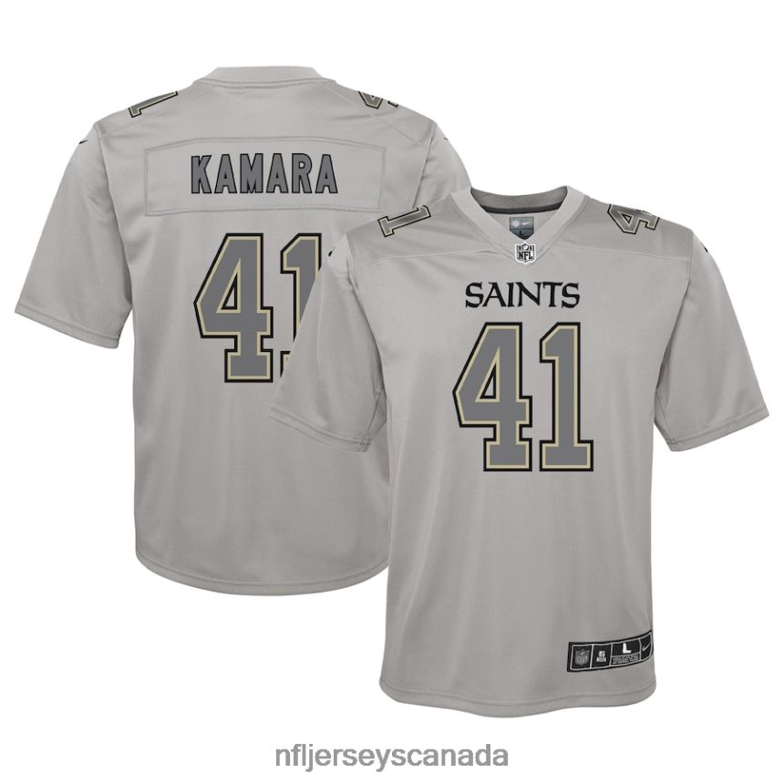 Youth New Orleans Saints Alvin Kamara Nike Gray Atmosphere Game Jersey Clothing NFL TBXFR63395