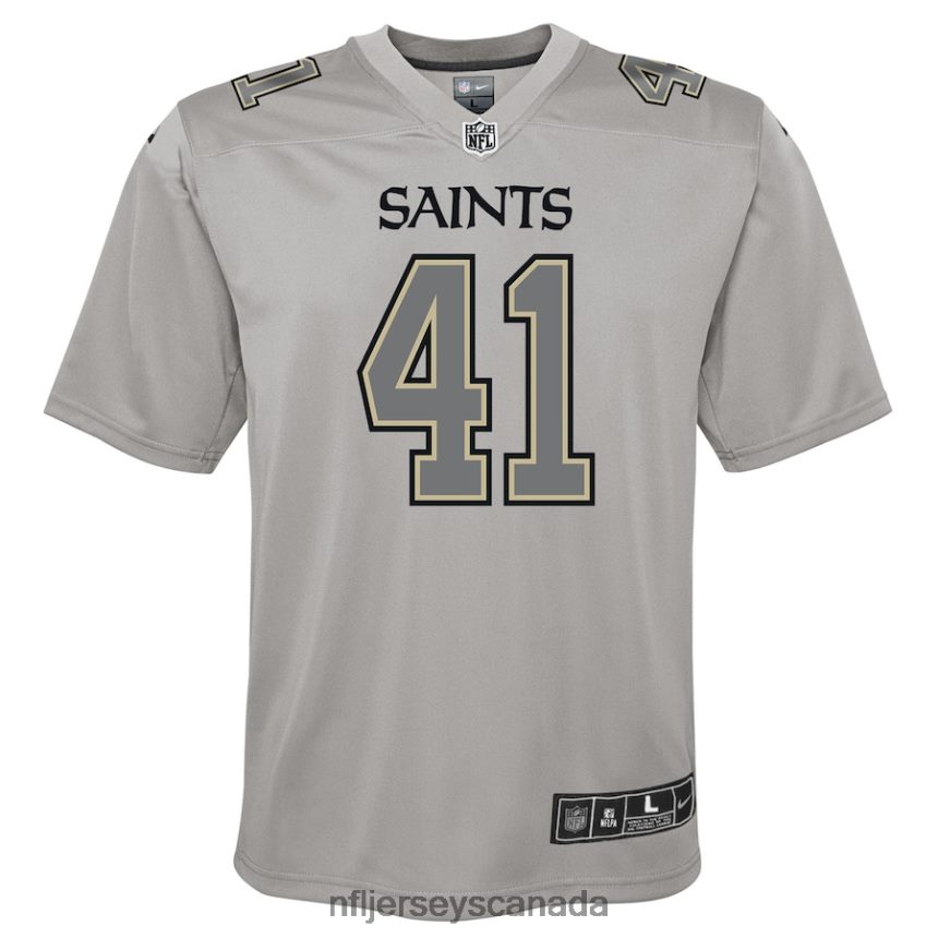 Youth New Orleans Saints Alvin Kamara Nike Gray Atmosphere Game Jersey Clothing NFL TBXFR63395