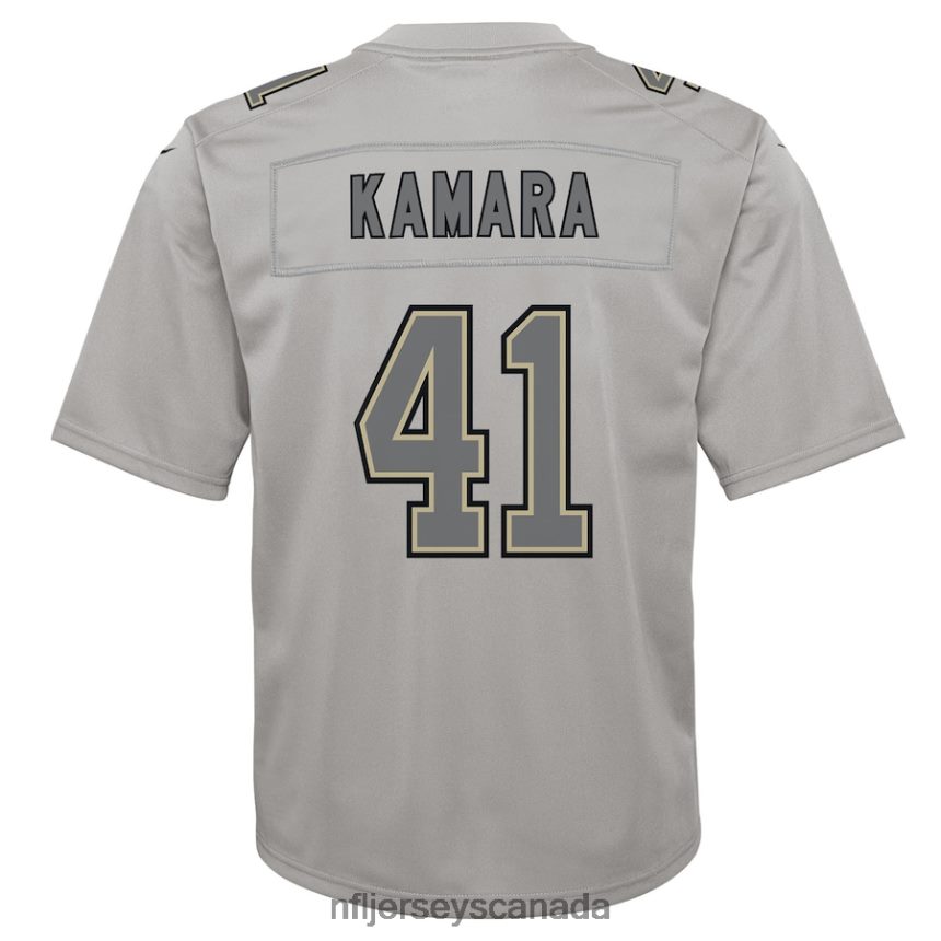 Youth New Orleans Saints Alvin Kamara Nike Gray Atmosphere Game Jersey Clothing NFL TBXFR63395