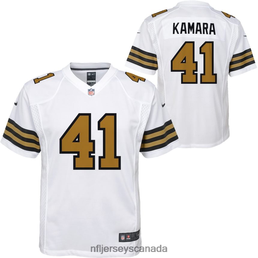 Youth New Orleans Saints Alvin Kamara Nike White Color Rush Player Game Jersey Clothing NFL TBXFR61859