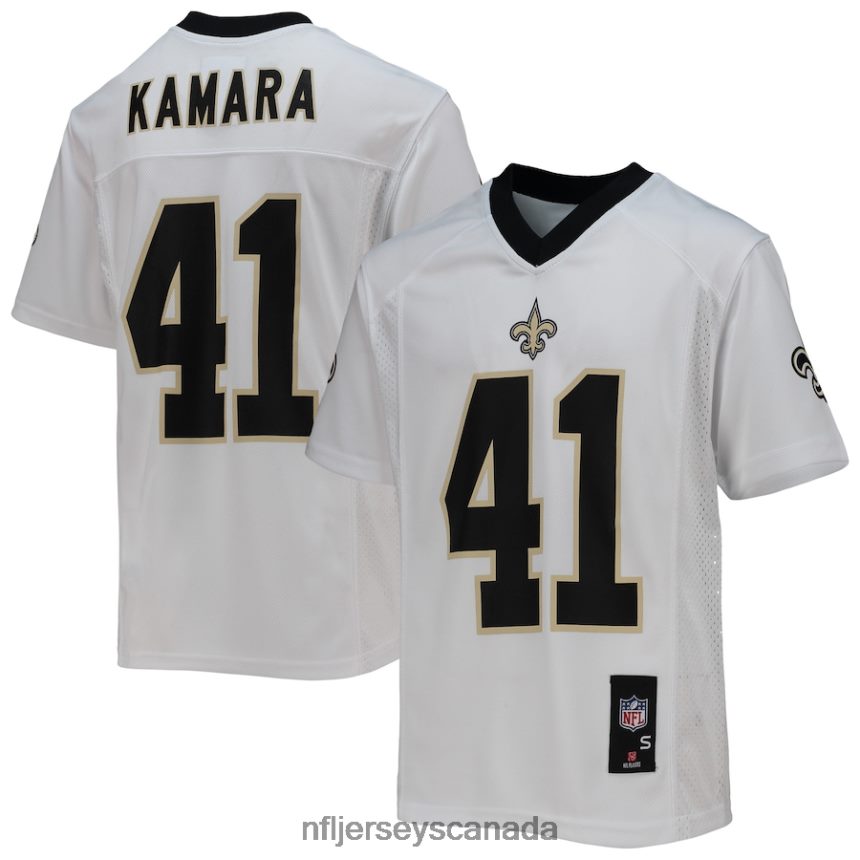 Youth New Orleans Saints Alvin Kamara White Replica Player Jersey Clothing NFL TBXFR65081