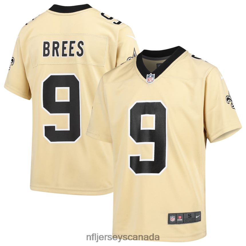 Youth New Orleans Saints Drew Brees Nike Gold Inverted Game Jersey Clothing NFL TBXFR63099