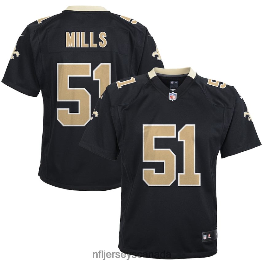 Youth New Orleans Saints Sam Mills Nike Black Retired Game Jersey Clothing NFL TBXFR64879