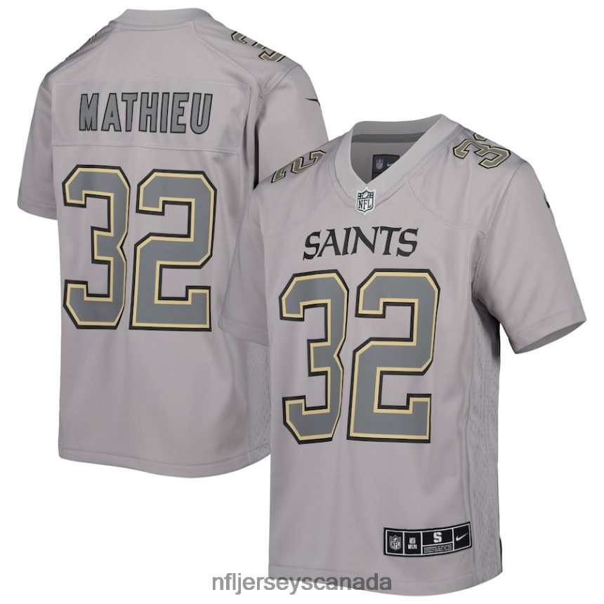 Youth New Orleans Saints Tyrann Mathieu Nike Gray Atmosphere Game Jersey Clothing NFL TBXFR63881
