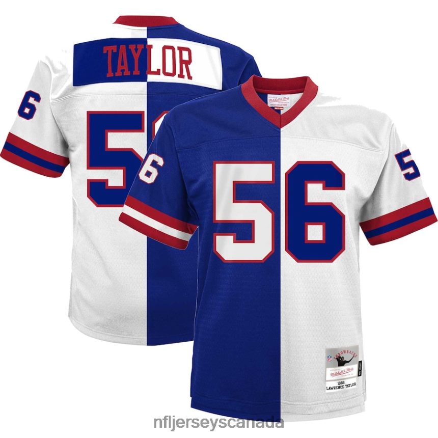 Youth New York Giants Lawrence Taylor Mitchell  Ness Royal/White Split Legacy Jersey Clothing NFL TBXFR61527