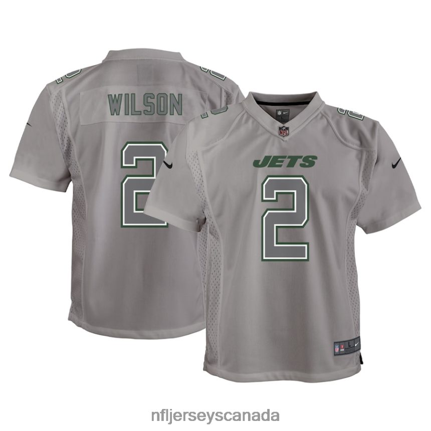 Youth New York Jets Zach Wilson Nike Gray Atmosphere Game Jersey Clothing NFL TBXFR64988