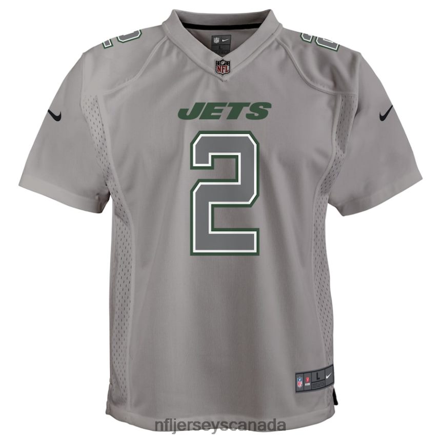 Youth New York Jets Zach Wilson Nike Gray Atmosphere Game Jersey Clothing NFL TBXFR64988