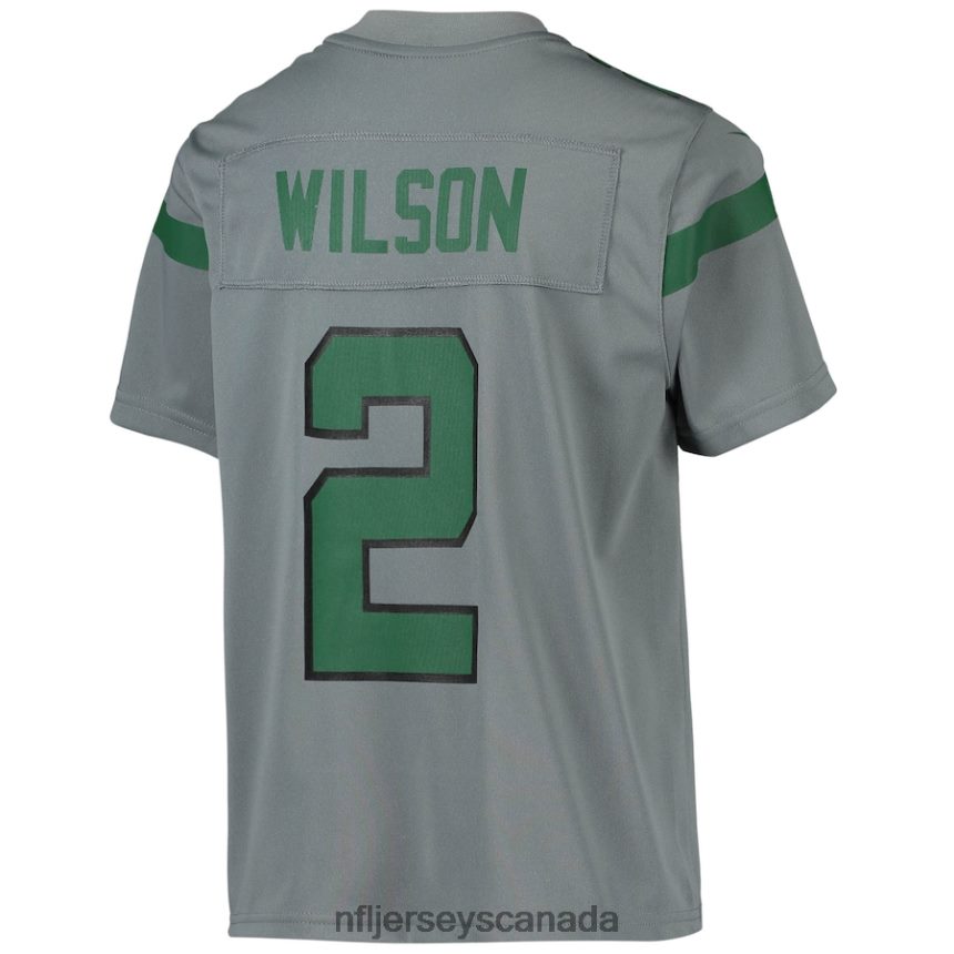 Youth New York Jets Zach Wilson Nike Gray Inverted Team Game Jersey Clothing NFL TBXFR64566