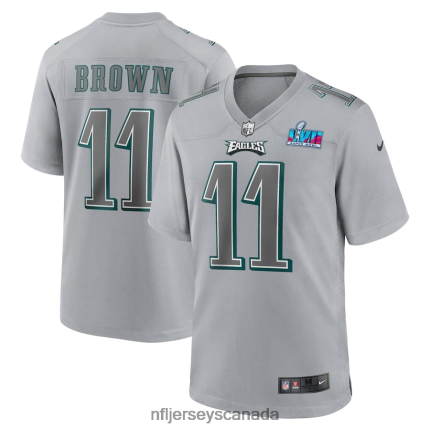 Youth Philadelphia Eagles AJ Brown Nike Gray Super Bowl LVII Patch Atmosphere Fashion Game Jersey Clothing NFL TBXFR6273