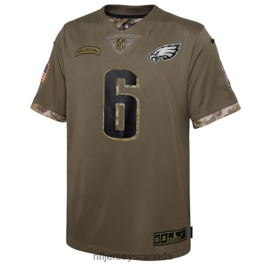 Youth Philadelphia Eagles DeVonta Smith Nike Olive 2022 Salute To Service Player Limited Jersey Clothing NFL TBXFR64121