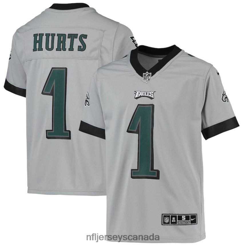 Youth Philadelphia Eagles Jalen Hurts Nike Silver Inverted Team Game Jersey Clothing NFL TBXFR6913