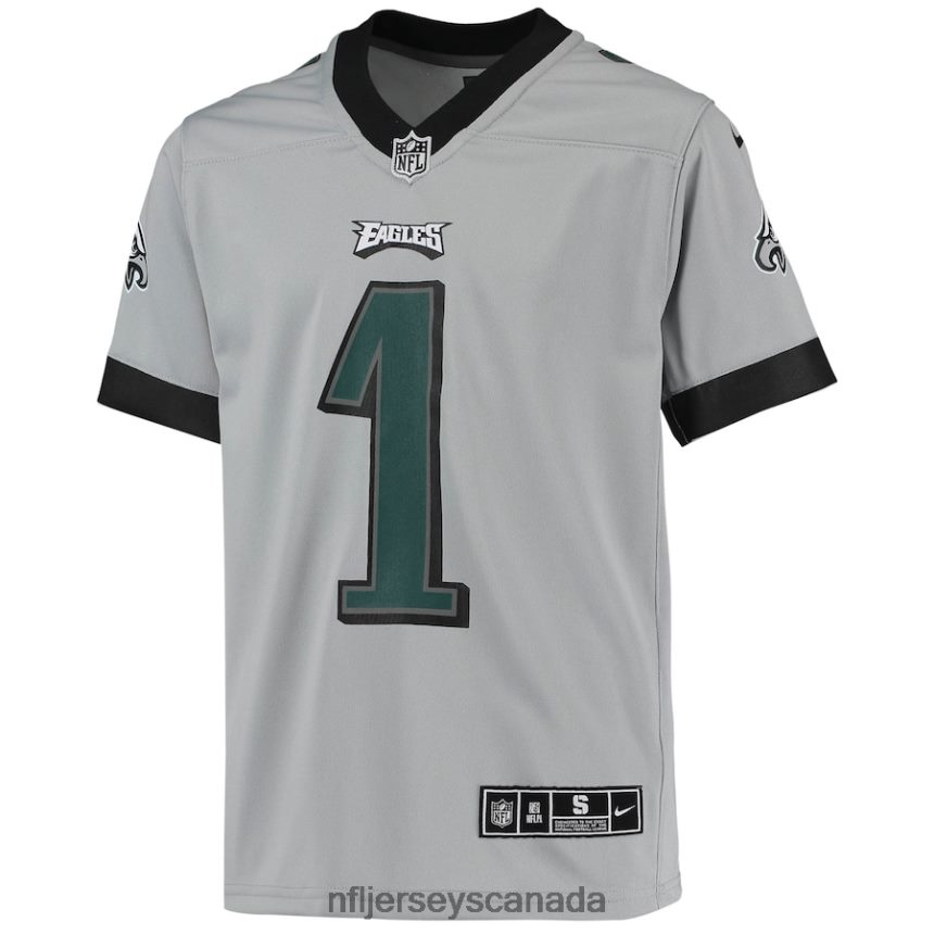 Youth Philadelphia Eagles Jalen Hurts Nike Silver Inverted Team Game Jersey Clothing NFL TBXFR6913