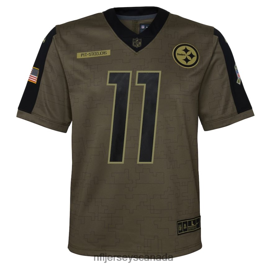 Youth Pittsburgh Steelers Chase Claypool Nike Olive 2021 Salute To Service Game Jersey Clothing NFL TBXFR63824