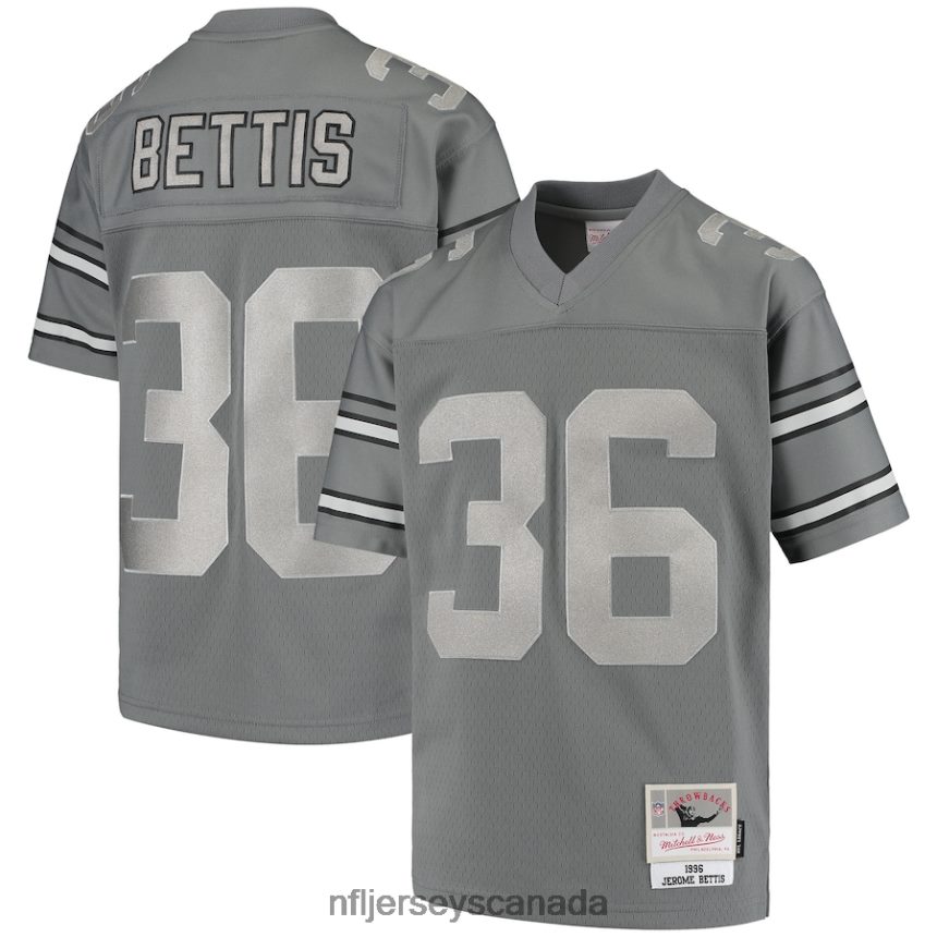 Youth Pittsburgh Steelers Jerome Bettis Mitchell  Ness Charcoal 1996 Retired Player Metal Replica Jersey Clothing NFL TBXFR63879