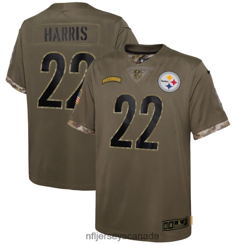 Youth Pittsburgh Steelers Najee Harris Nike Olive 2022 Salute To Service Player Limited Jersey Clothing NFL TBXFR63140