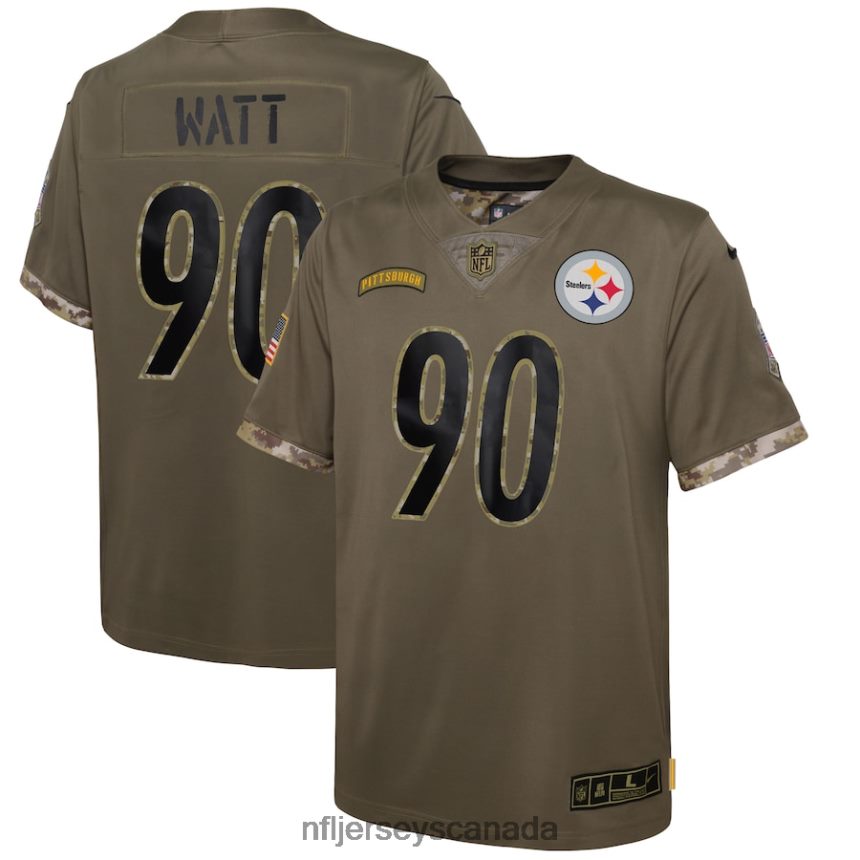 Youth Pittsburgh Steelers Nike Olive 2022 Salute To Service Player Limited Jersey Clothing NFL TBXFR62572