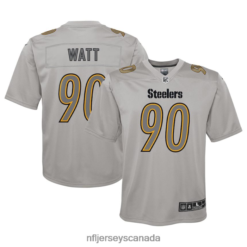 Youth Pittsburgh Steelers TJ Watt Nike Gray Atmosphere Game Jersey Clothing NFL TBXFR61943