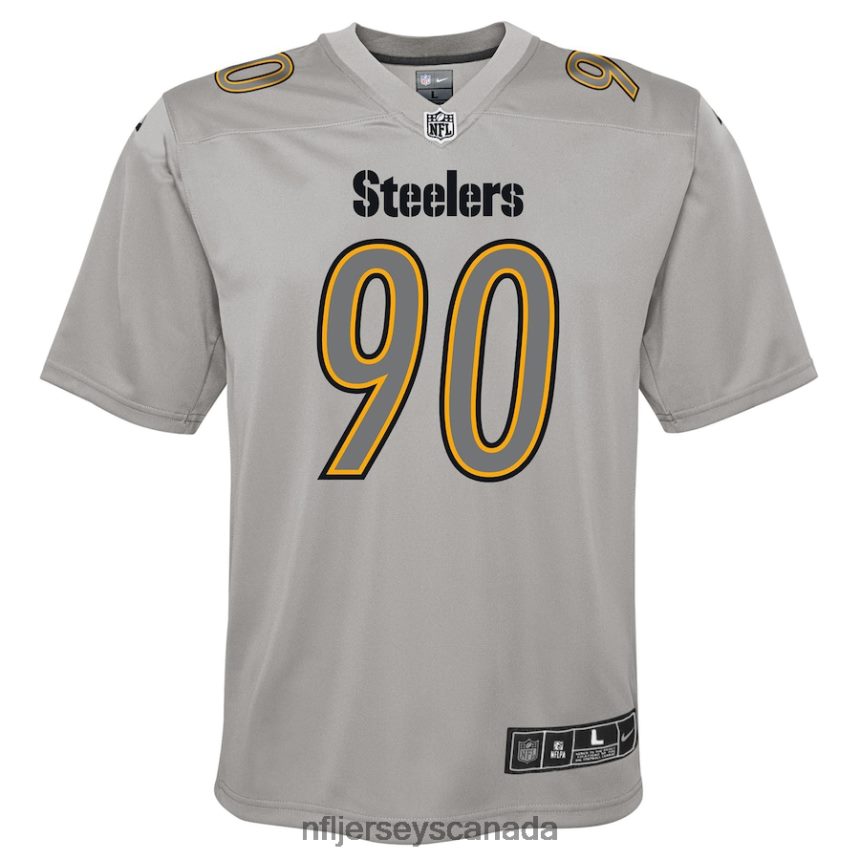 Youth Pittsburgh Steelers TJ Watt Nike Gray Atmosphere Game Jersey Clothing NFL TBXFR61943