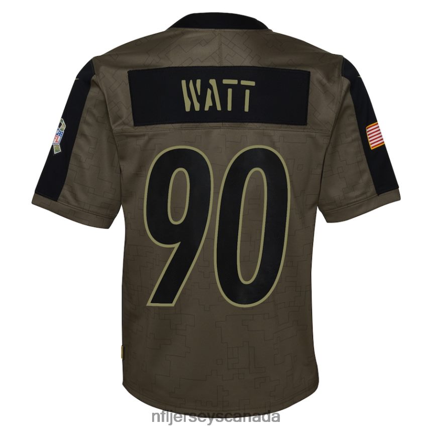 Youth Pittsburgh Steelers TJ Watt Nike Olive 2021 Salute To Service Game Jersey Clothing NFL TBXFR64234