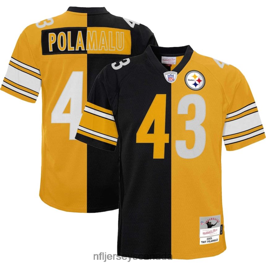 Youth Pittsburgh Steelers Troy Polamalu Mitchell  Ness Black/Gold Split Legacy Jersey Clothing NFL TBXFR61870