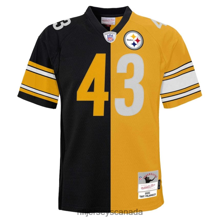 Youth Pittsburgh Steelers Troy Polamalu Mitchell  Ness Black/Gold Split Legacy Jersey Clothing NFL TBXFR61870