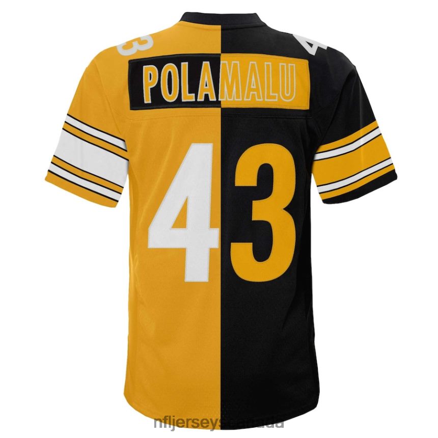 Youth Pittsburgh Steelers Troy Polamalu Mitchell  Ness Black/Gold Split Legacy Jersey Clothing NFL TBXFR61870