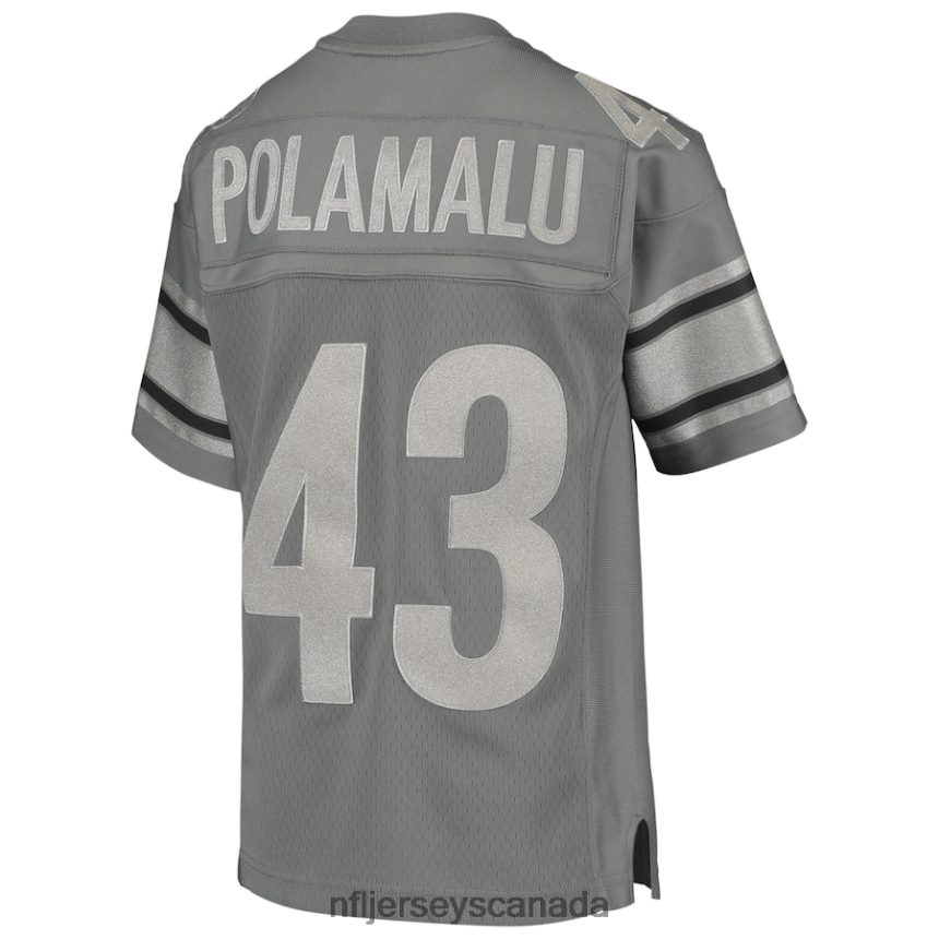 Youth Pittsburgh Steelers Troy Polamalu Mitchell  Ness Charcoal 2005 Retired Player Metal Replica Jersey Clothing NFL TBXFR63307