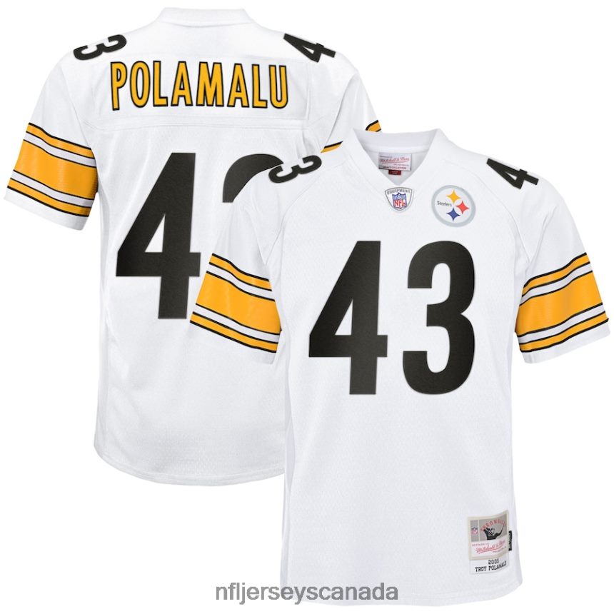 Youth Pittsburgh Steelers Troy Polamalu Mitchell  Ness White 2005 Retired Player Legacy Jersey Clothing NFL TBXFR6856