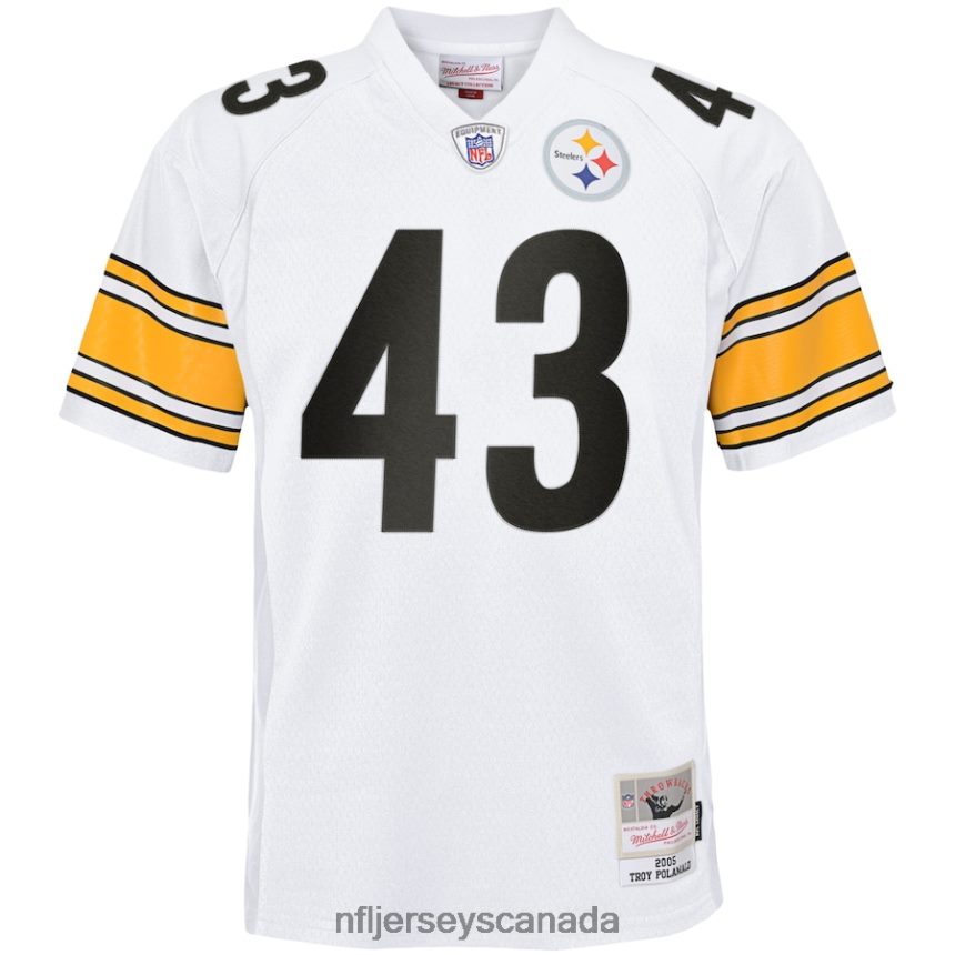 Youth Pittsburgh Steelers Troy Polamalu Mitchell  Ness White 2005 Retired Player Legacy Jersey Clothing NFL TBXFR6856