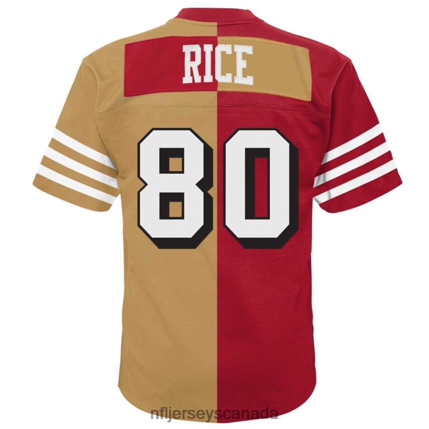 Youth San Francisco 49ers Jerry Rice Mitchell  Ness Scarlet/Gold Split Legacy Jersey Clothing NFL TBXFR61719