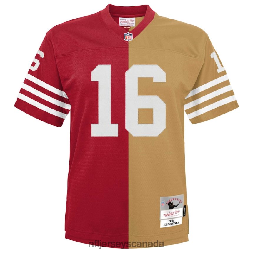 Youth San Francisco 49ers Joe Montana Mitchell  Ness Scarlet/Gold Split Legacy Jersey Clothing NFL TBXFR6704