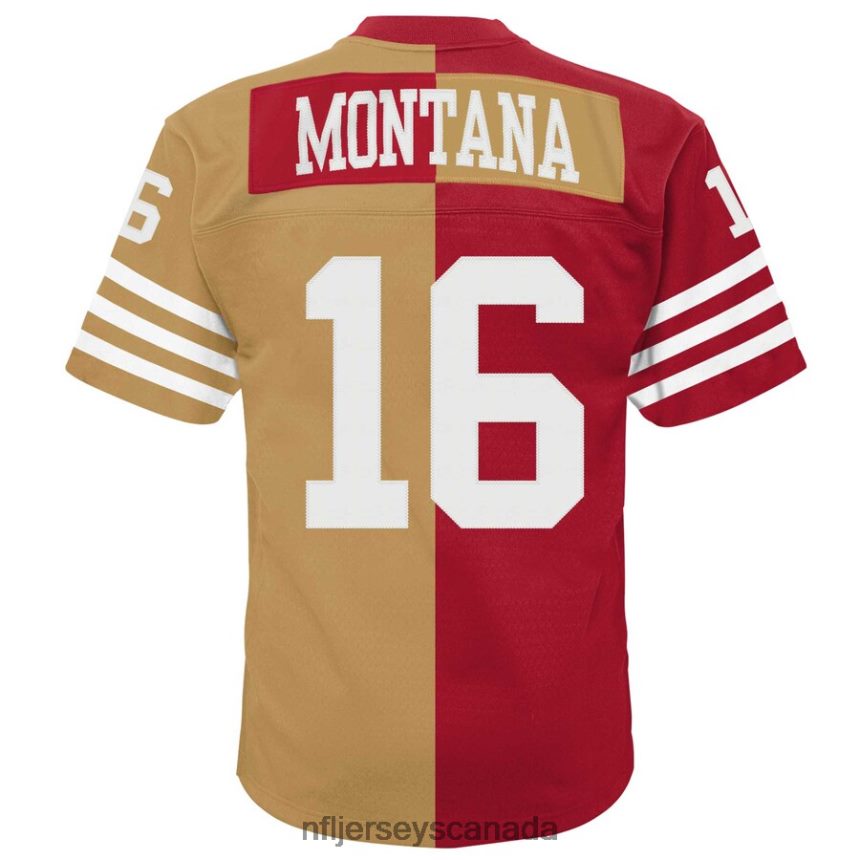 Youth San Francisco 49ers Joe Montana Mitchell  Ness Scarlet/Gold Split Legacy Jersey Clothing NFL TBXFR6704