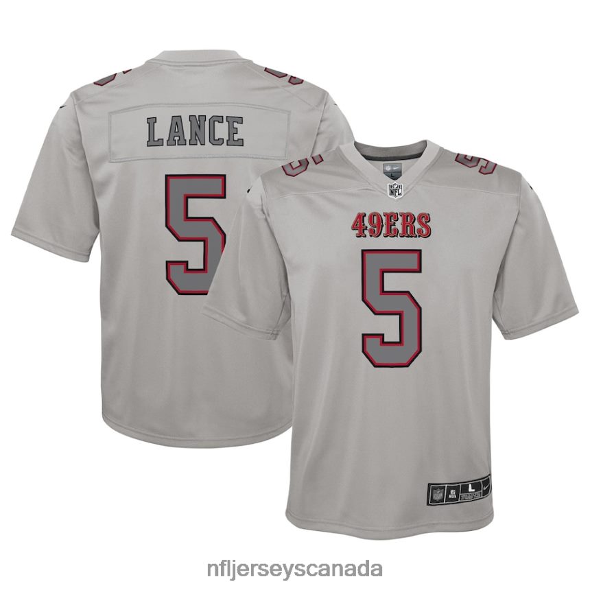 Youth San Francisco 49ers Trey Lance Nike Gray Atmosphere Game Jersey Clothing NFL TBXFR63090