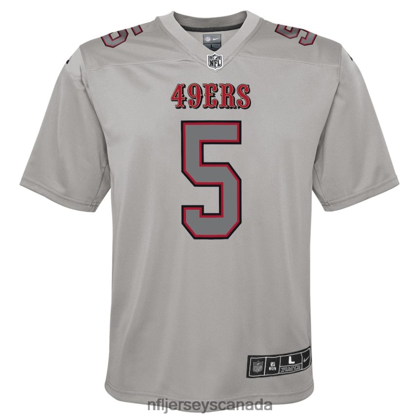 Youth San Francisco 49ers Trey Lance Nike Gray Atmosphere Game Jersey Clothing NFL TBXFR63090