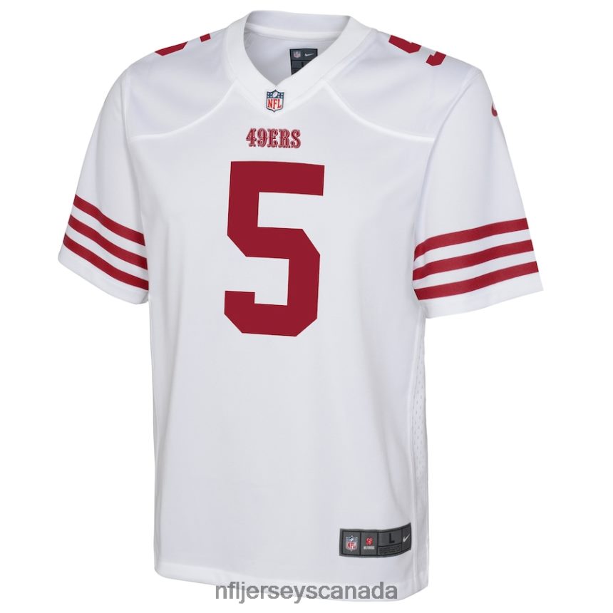 Youth San Francisco 49ers Trey Lance Nike White Game Jersey Clothing NFL TBXFR63298