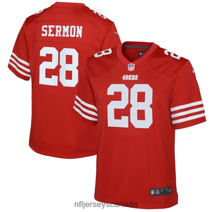 Youth San Francisco 49ers Trey Sermon Nike Scarlet Game Jersey Clothing NFL TBXFR63722