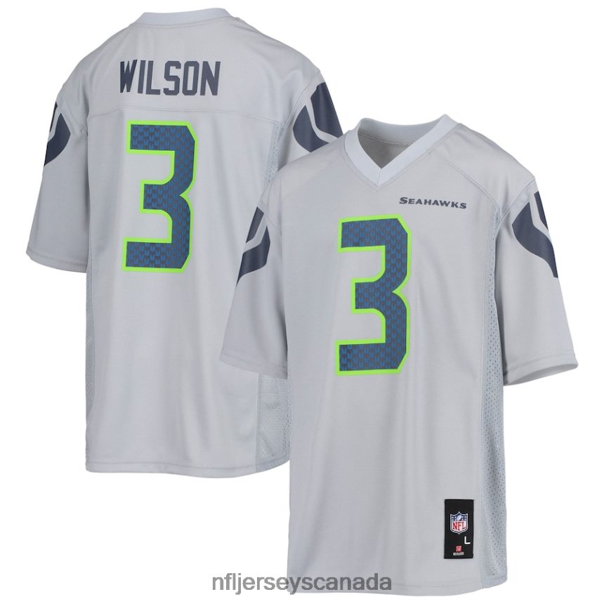Youth Seattle Seahawks Russell Wilson Gray Replica Player Jersey Clothing NFL TBXFR63375